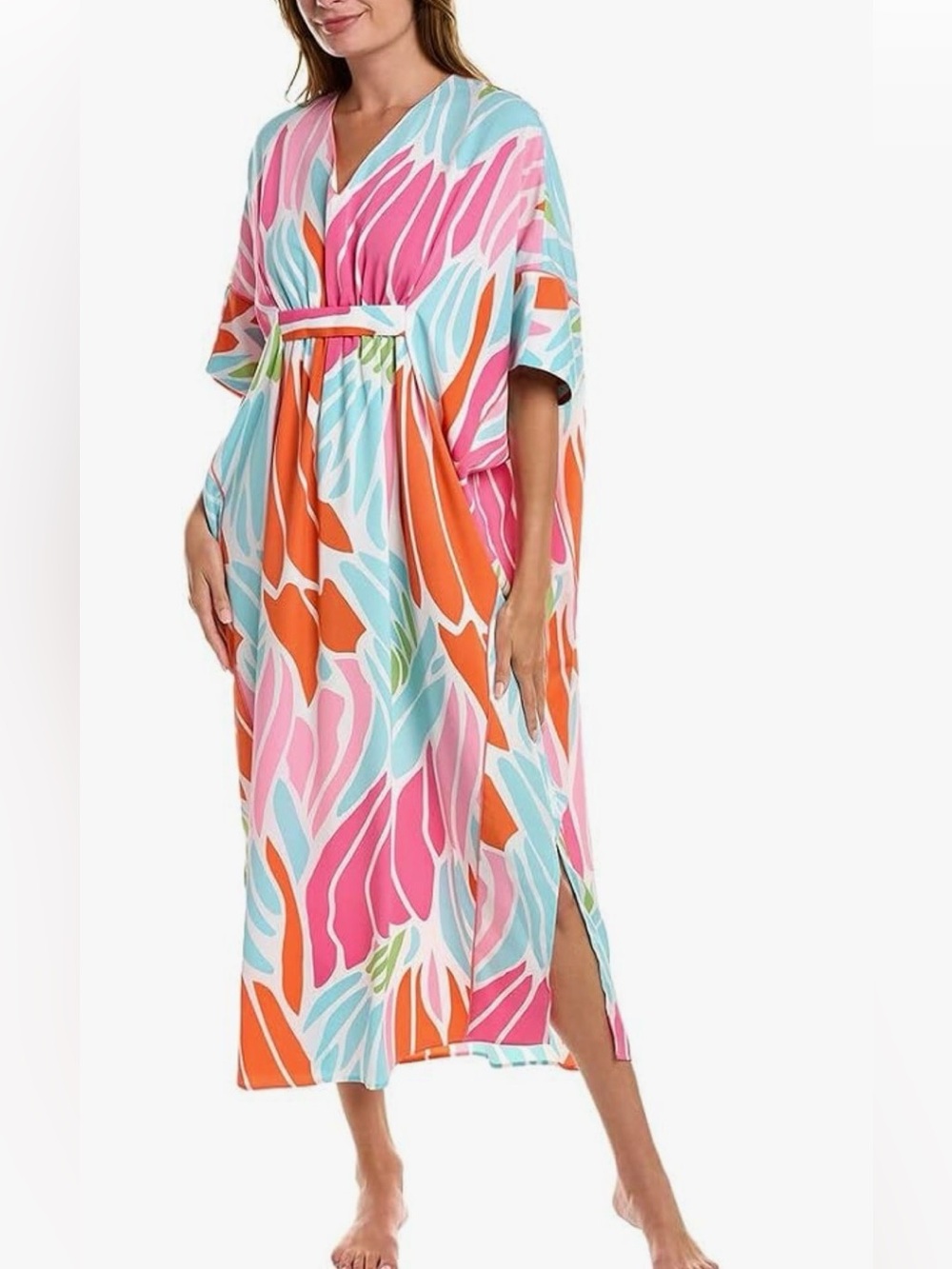 Natori Women's Caftan Length 52"multicolored oversize loungewear size L